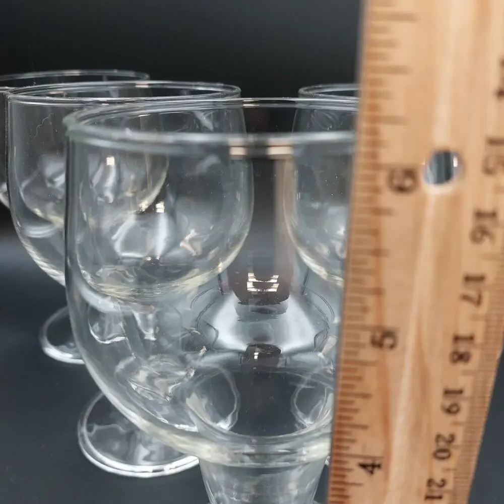 Vintage Anchor Hocking Hollow Stem Beer Glasses Set of 5 Clear Stout Goblets